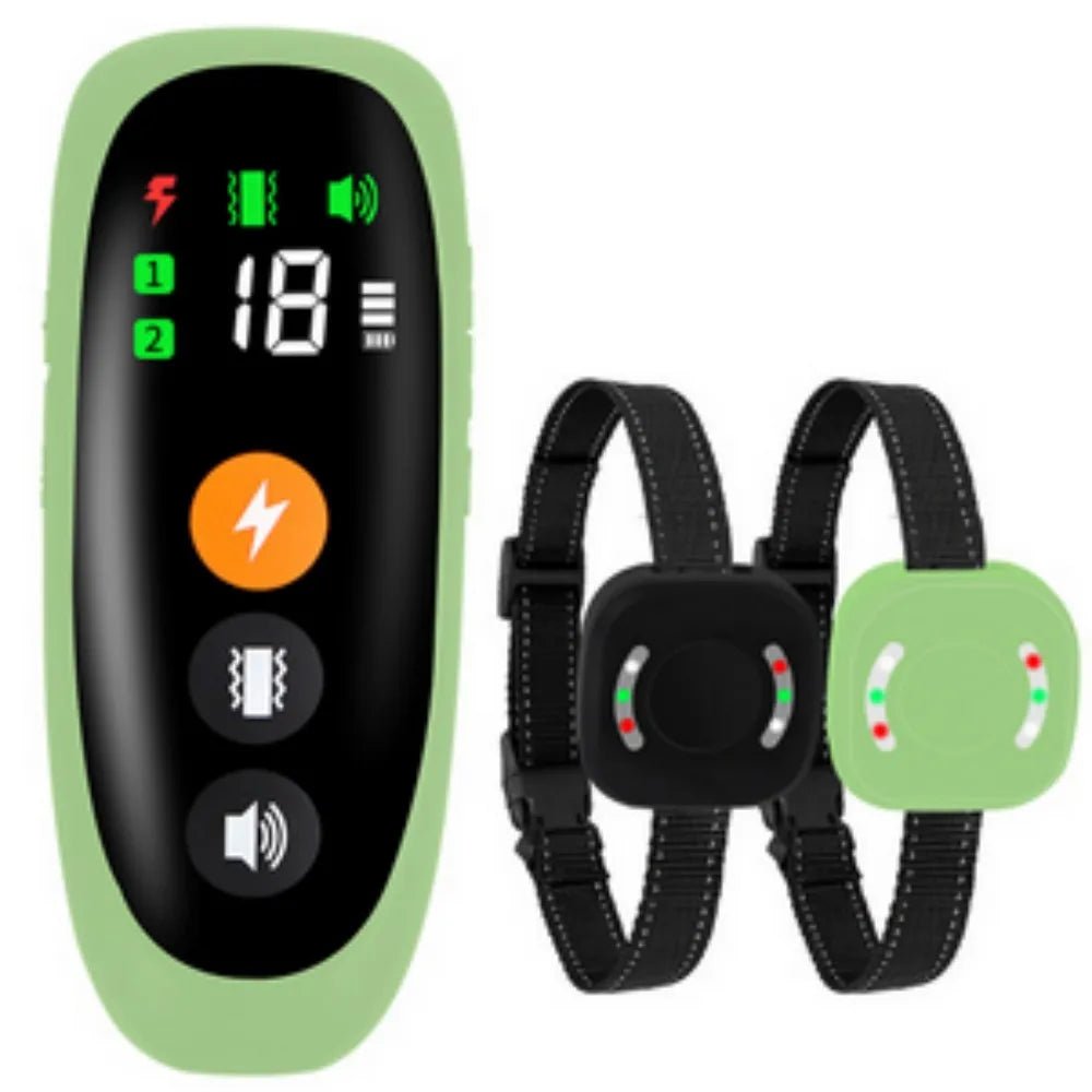 Collier de dressage pour chien 800m vert et noir avec telecommande verte 
