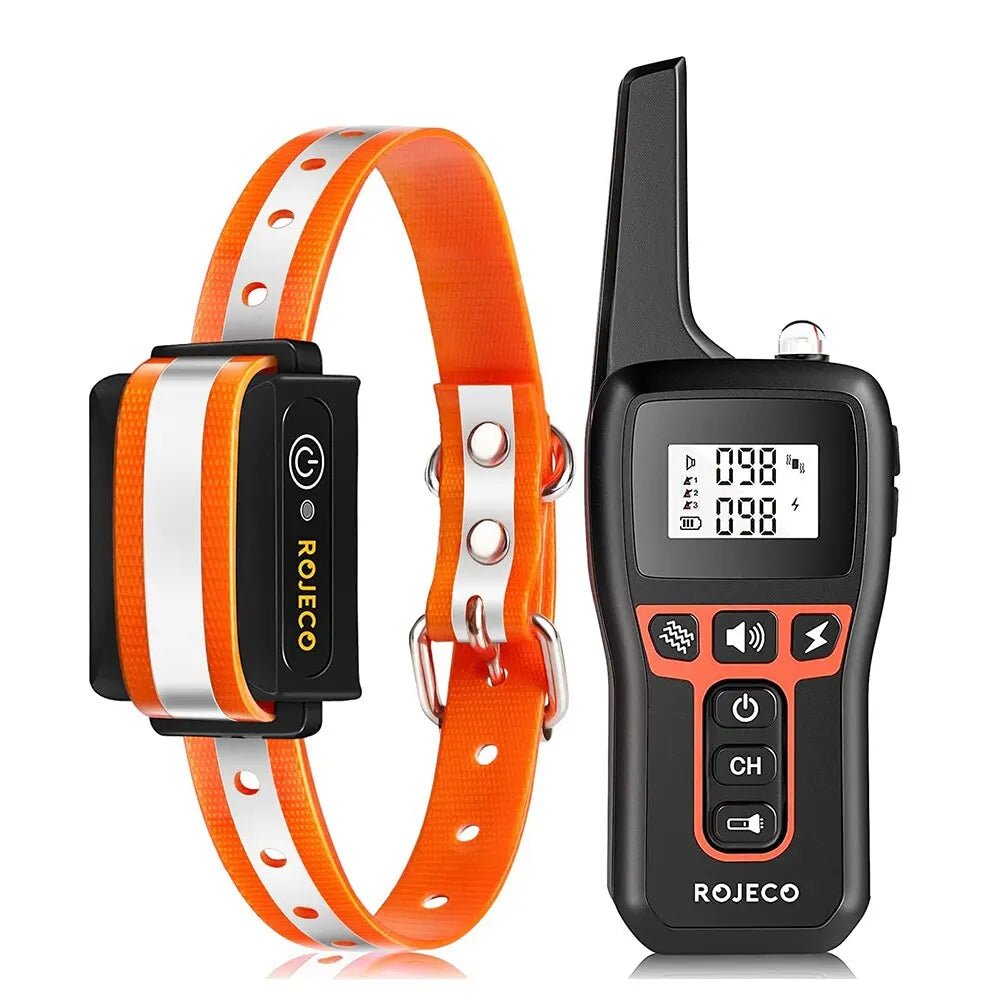 collier électrique pour chien de couleur orange avec télécommande. Image produit Boutiquechien