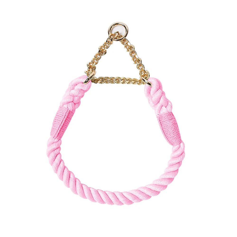 Collier en corde pour chien rose 