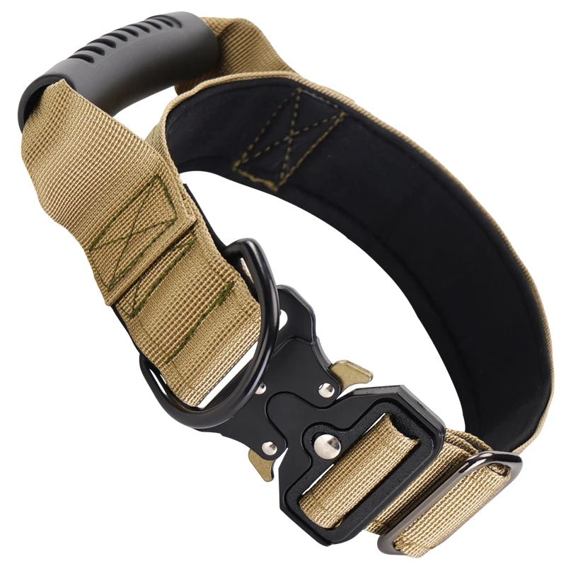 Collier gros chien avec poignée beige claire 