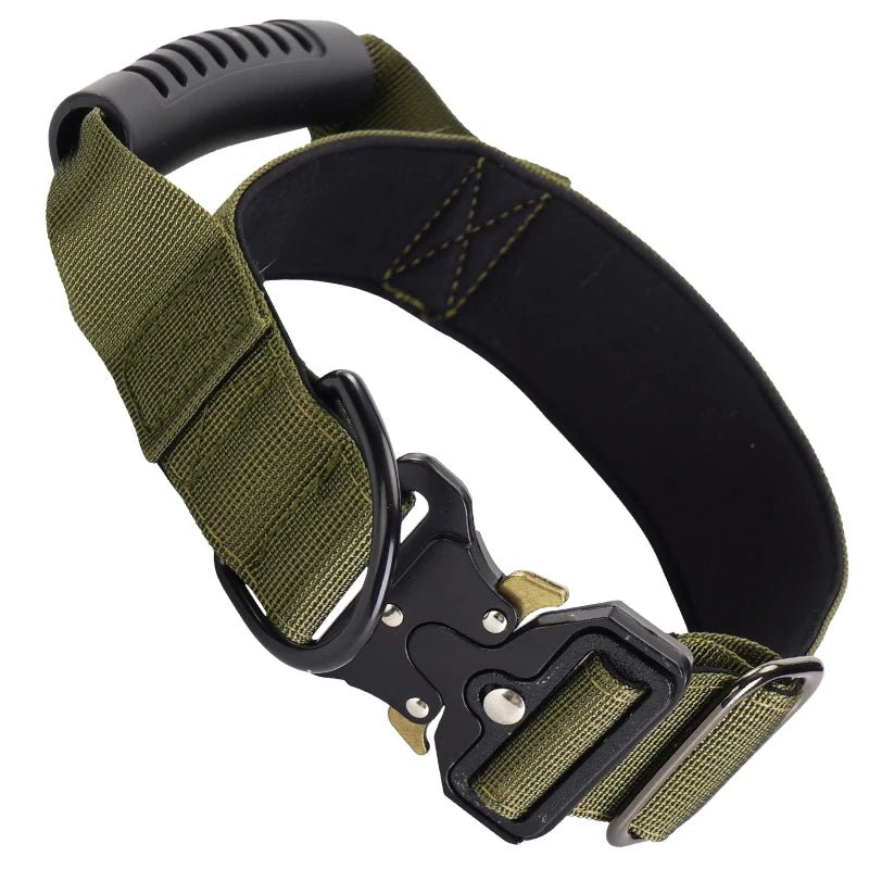 Collier gros chien avec poignée kaki 