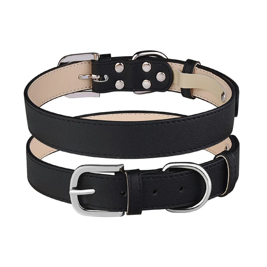 Collier chien de couleur noir style cuir de boutiquechien