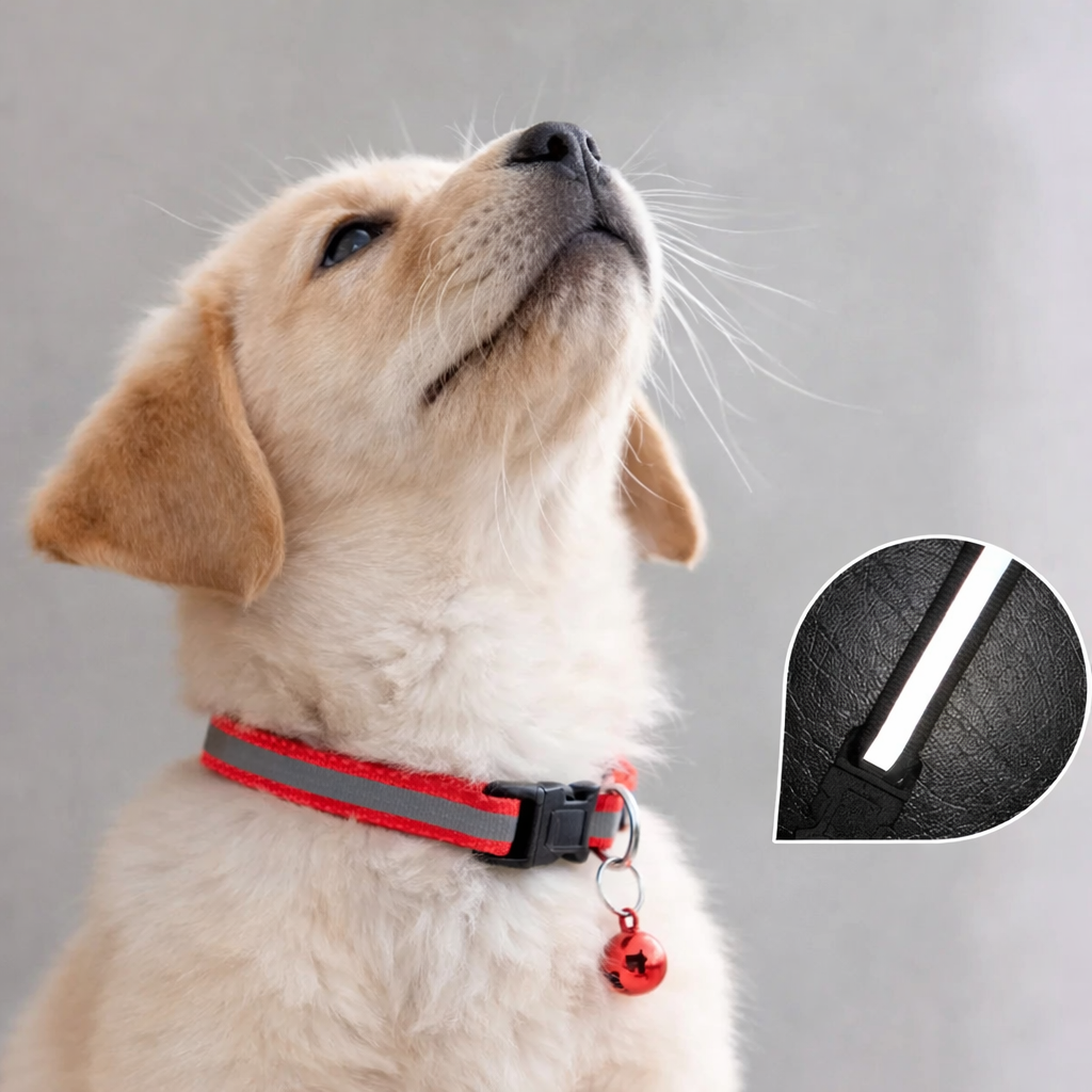 Collier chiot 4 mois de couleur rouge reflechissant