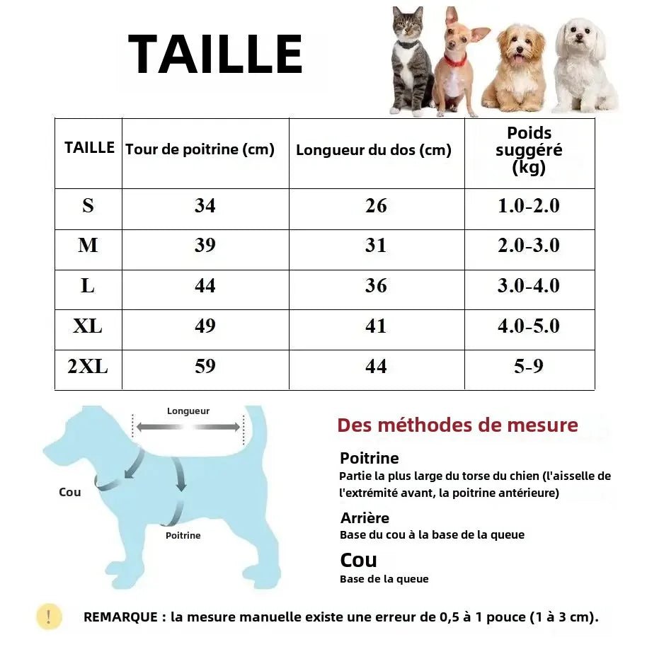 dimension total de l'imperméable pour chien de couleur vert de boutiquechien