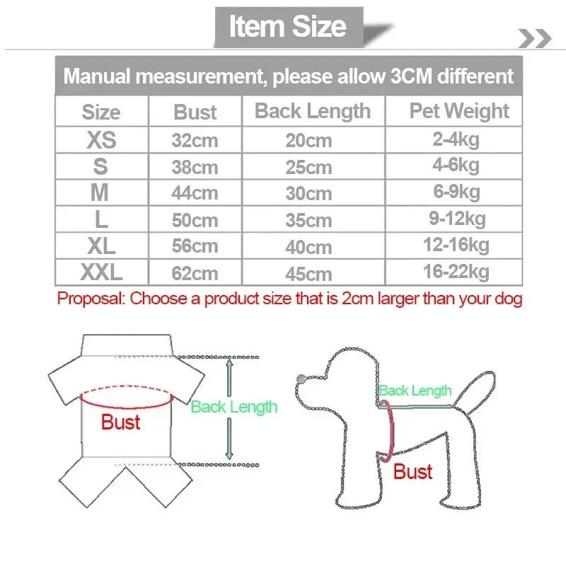 Dimension total du déguisement pour chien de boutiquechien