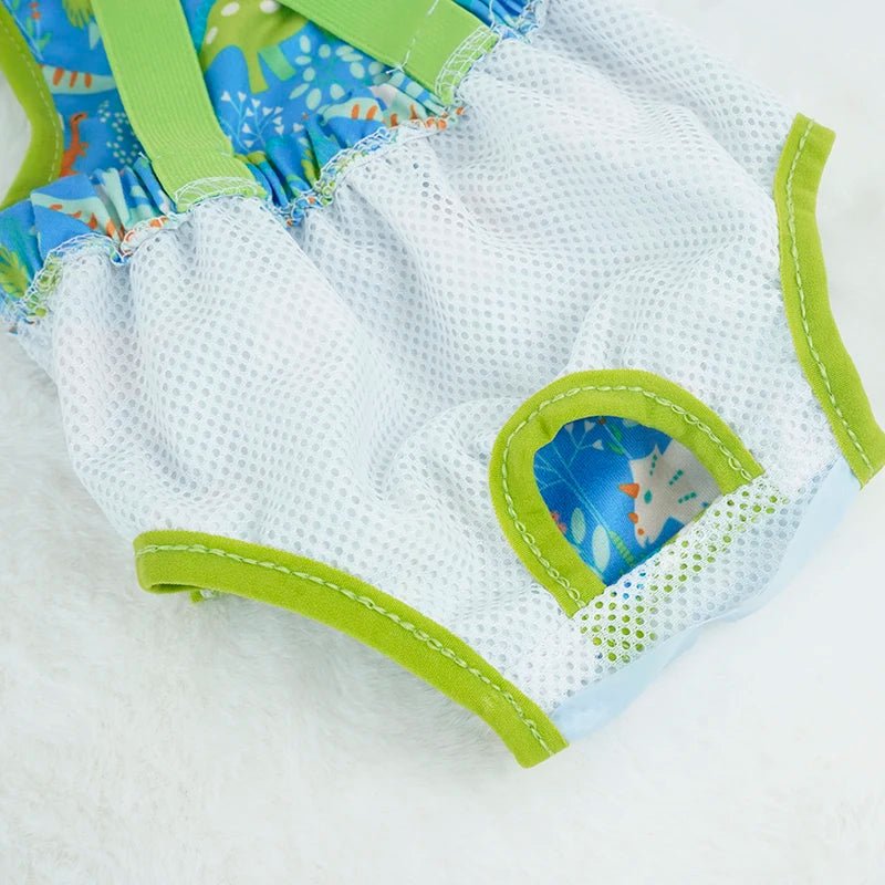 Intérieur de la couche à bretelle pour chien de couleur bleu et verte. Image produit Boutiquechien