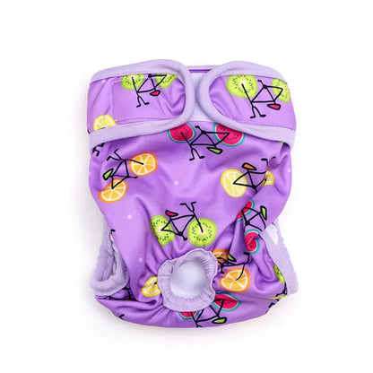 couche culotte pour chien de couleur violette avec des vélos dessus. Image produit Boutiquechien