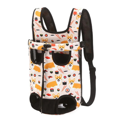 sac de marche pour chien de couleur blanc avec des shiba et sushi avec un réglage total du sac pour chien. image produit Boutiquechien