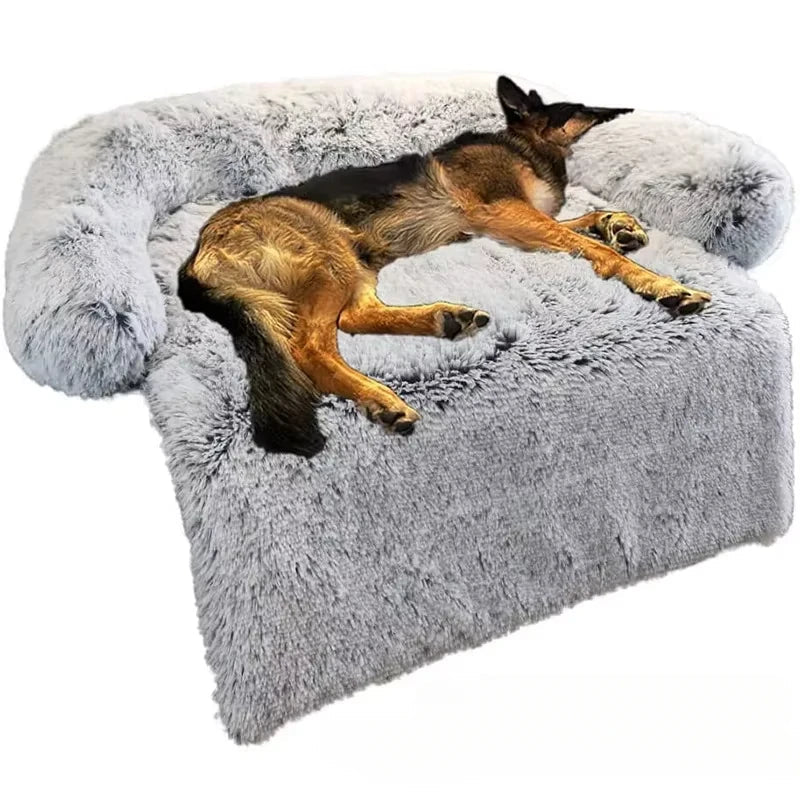 Coussin de canape pour chien gris moelleux 