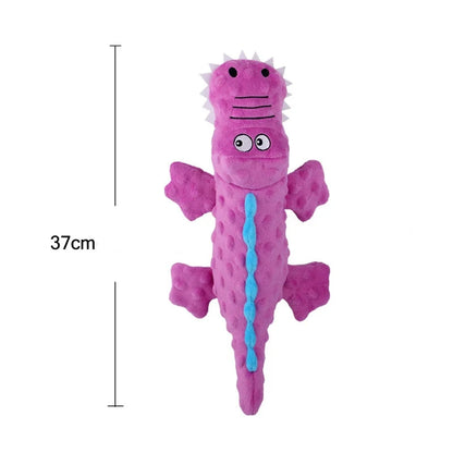 crocodile rose de 37 cm résistant et moelleux pour tous les chiens. Image produiit Boutiquechien