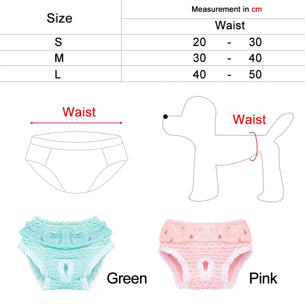 dimension total de la culotte pour chien pour les petits chiens. Image produit Boutiquechien