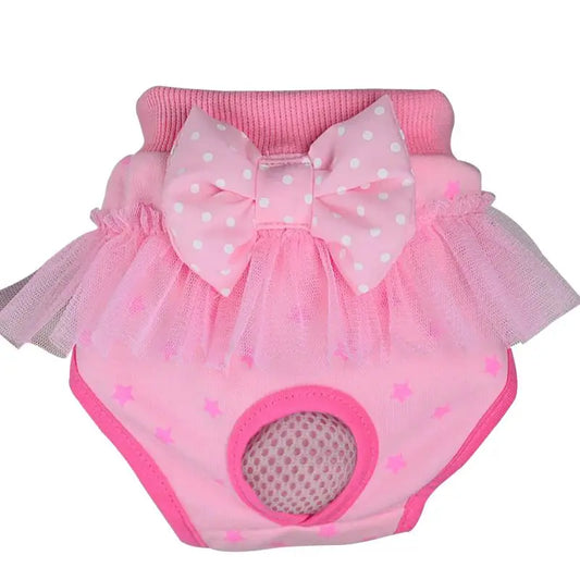 Culotte pour chien de couleur rose avec noeud papillon de couleur rose. Image produit Boutiquechien