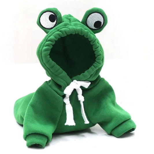 Déguisement pour chien de couleur vert en forme de grenouille. Image produit Boutiquechien