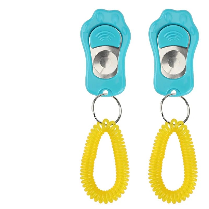 Clicker pour chien rouge avec maintien bleu pour les chiens. Image produit Boutiquechien