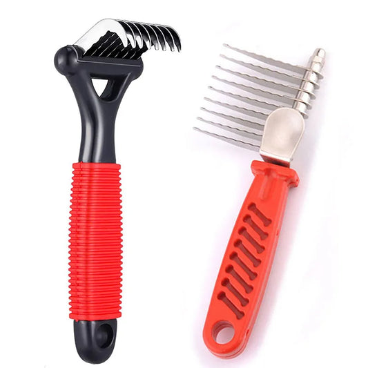 deux brosses pour chiens démêlante de couleur rouge. Image produit Boutiquechien