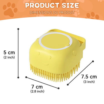 dimensions de la brosse mousseuse de couleur jaune avec toutes les dimensions du produit. Image produit Boutiquechien