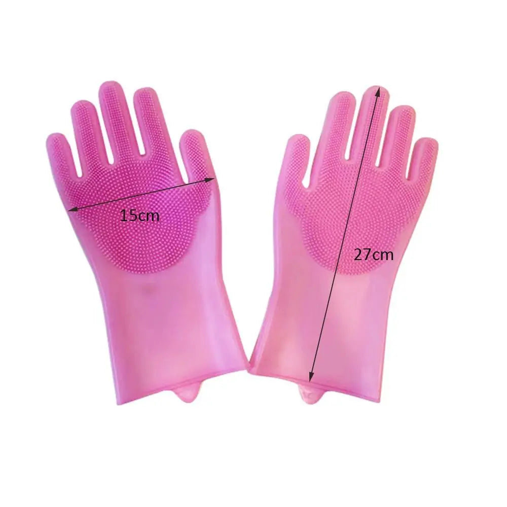 dimension total du gants rose en forme de brosse pour chien. Image produit Boutiquechien