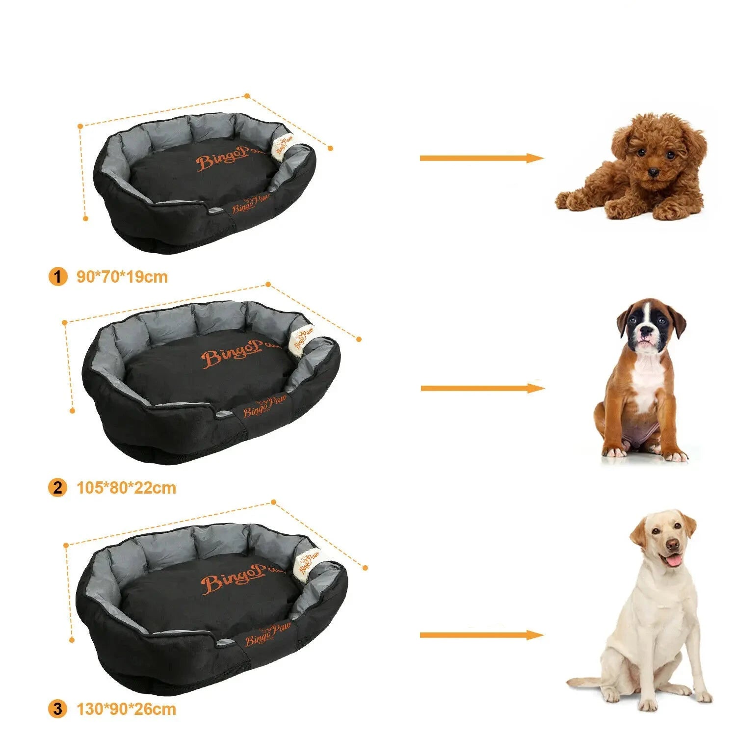 trois dimension du panier pour chien de boutiquechien pour les différentes tailles d chien 