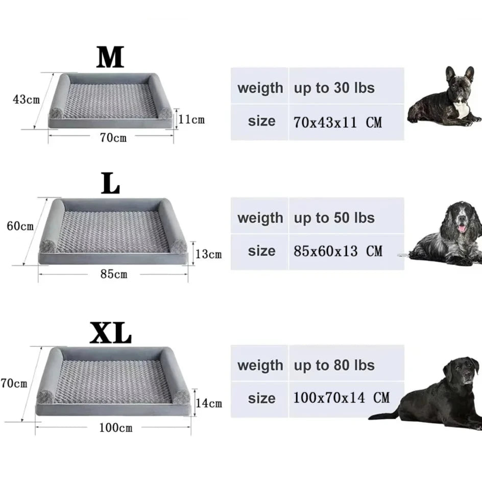 dimension total du panier pour grand chien multi saisons de boutiquechien de couleurs grise. Les tailles sont de M à XL parfait pour les grands chiens 