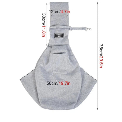 dimension total du sac en bandoulière de couleur gris avec toutes les tailles. Image produit Boutiquechien 