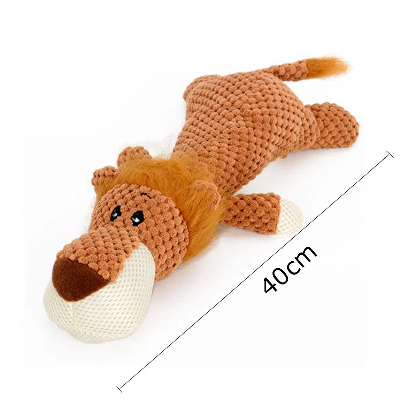 doudou pour chiot en forme de lion de taille 40cm. Image produit Boutiquechien 
