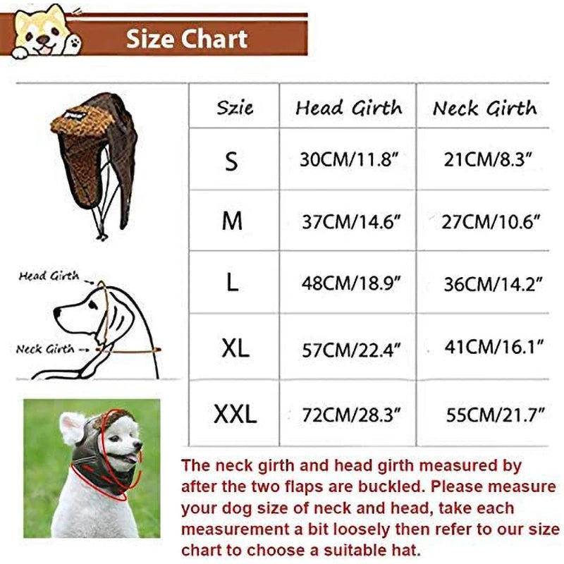 Image montrant la totalité des dimensions du chapeau d'hiver pour chien. Image produit Boutiquechien