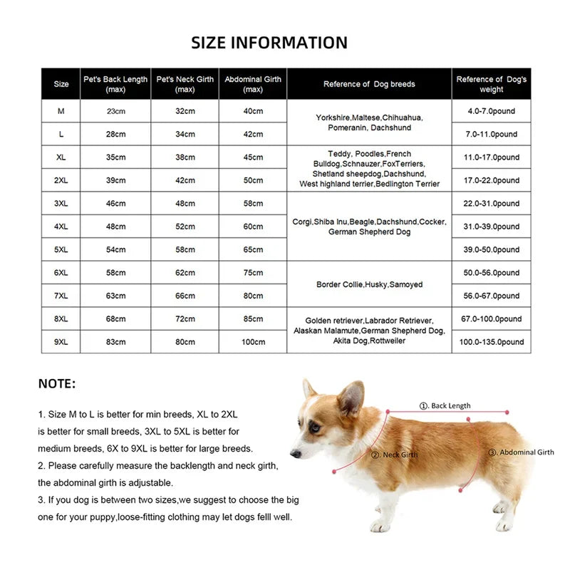 Dimension total de l'imperméable pour long chien. Image produit Boutiquechien