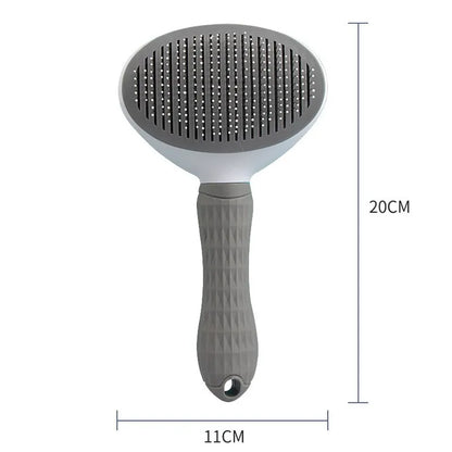 dimensions total de la brosse pour chien de couleur blanc et gris avec toutes les tailles de ce produit. Image produit Boutiquechien