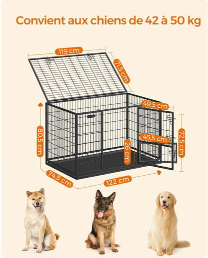 dimension total de la cage chien de couleur noir pour les grands chiens. image produit Boutiquechien
