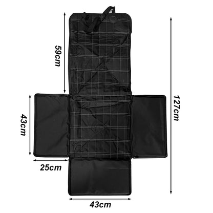 dimension total de la protection de siège de couleur noir pour les chiens de couleur noir. Image produit Boutiquechien