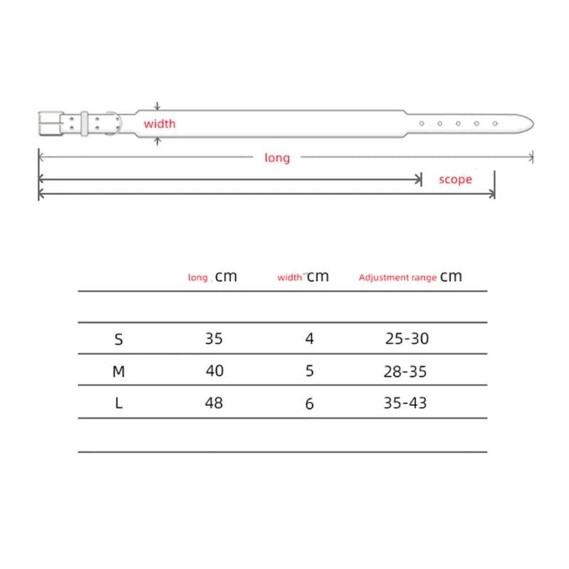 dimensions total du collier pour chiot whippet dans un tableau avec comment mesurer