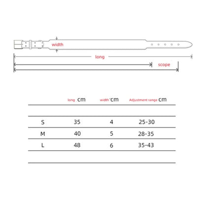 dimensions total du collier pour chiot whippet dans un tableau avec comment mesurer