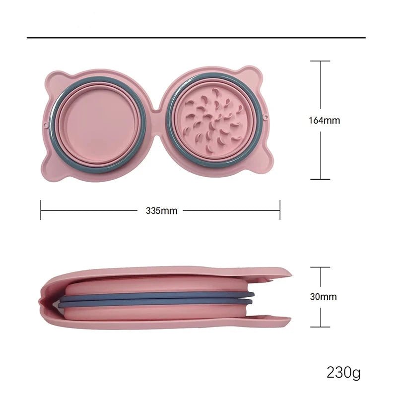 Dimension total de la gamelle pliante pour chien rose de boutiquechien