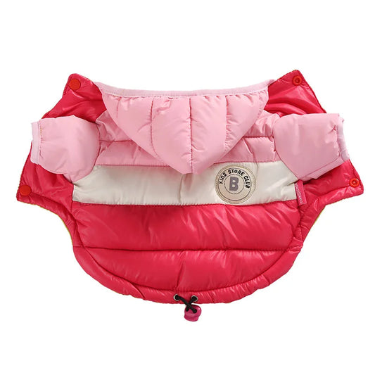 Doudoune pour chihuahua de couleur rose et rouge. Doudoune pour les petit chihuahua de couleur rose et rouge. Image produit Boutiquechien