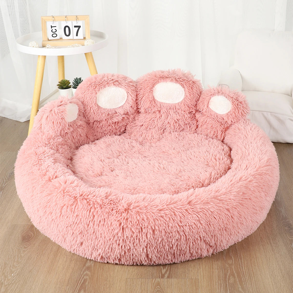 énorme panier pour chien de couleur rose et blanc résistant et moelleux pour les grands chiens. Image produit Boutiquechien