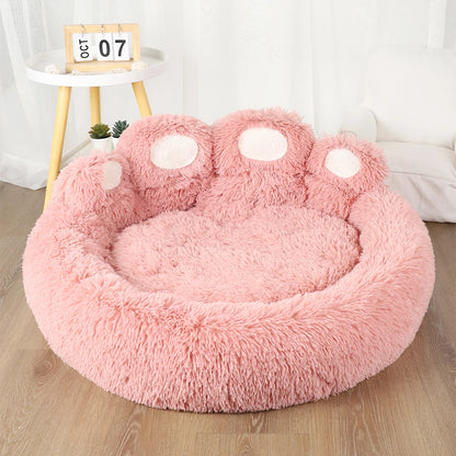 énorme panier pour chien de couleur rose et blanc résistant et moelleux pour les grands chiens. Image produit Boutiquechien