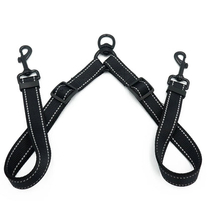 Extension de laisse double de couleur noir réfléchissant. Image produit de boutiquechien