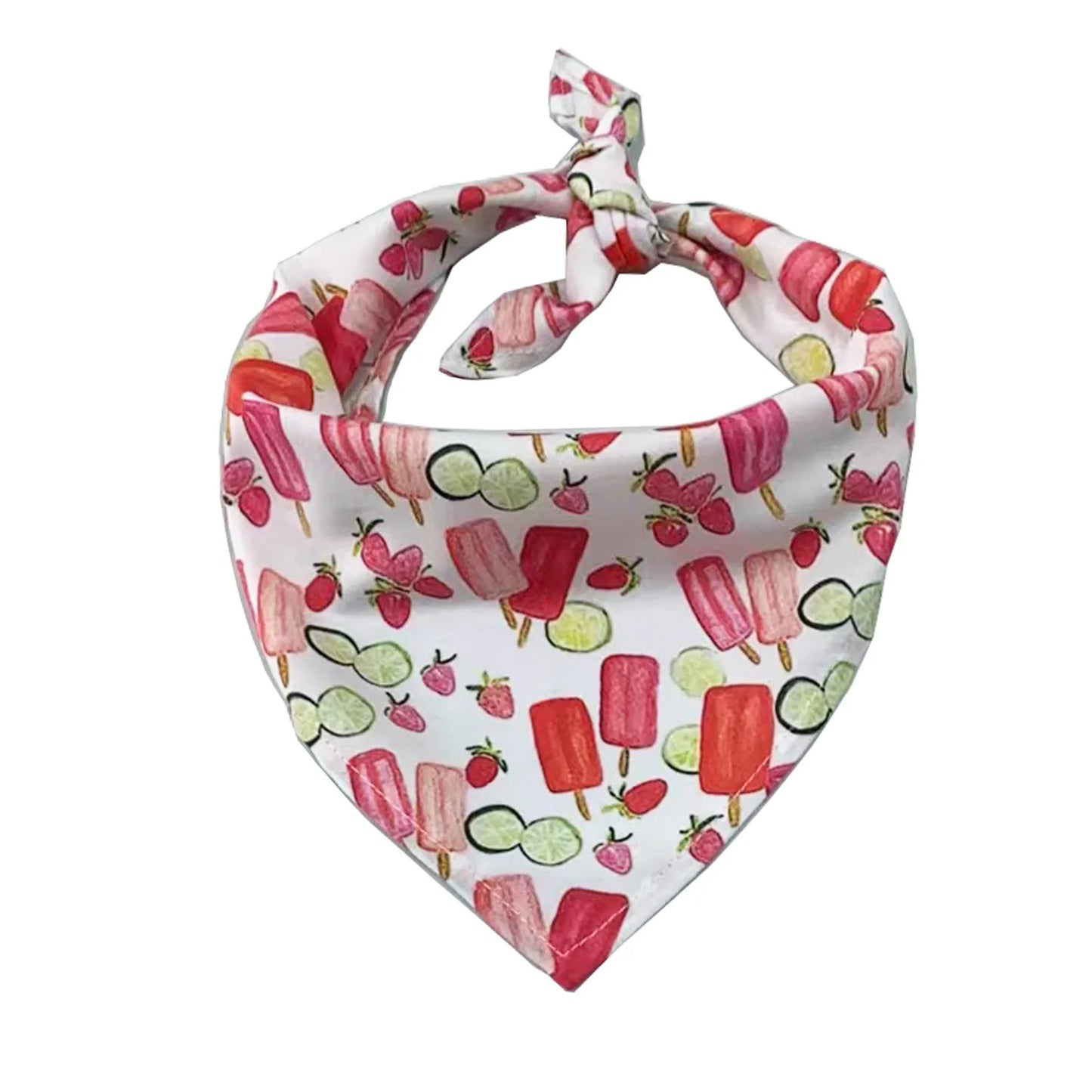 Foulard pour les chiens de couleur blanc avec des glaces dessus. Image produit Boutiquechien