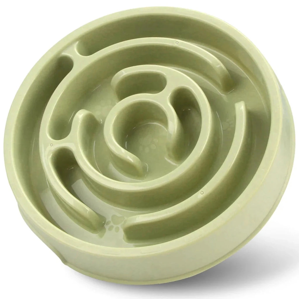 Gamelle anti glouton chien bouledogue francais vert