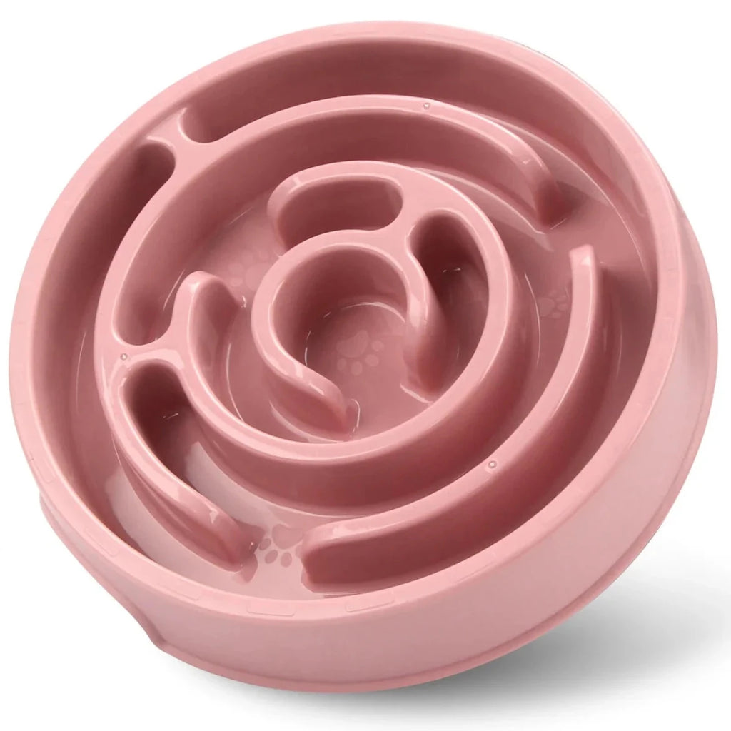 Gamelle anti glouton chien bouledogue francais rose 