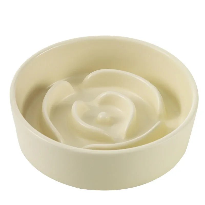 Gamelle anti glouton chien ceramique blanc