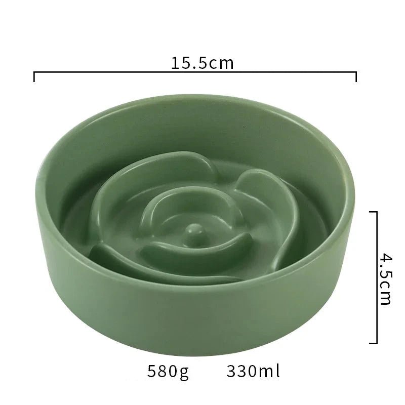 Gamelle anti glouton chien ceramique vert
