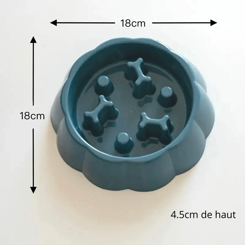 Gamelle pour chien anti-glouton de couleur kaki avec pour dimension 18cm sur 18cm parfait pour votre chien. Image produit Boutiquechien