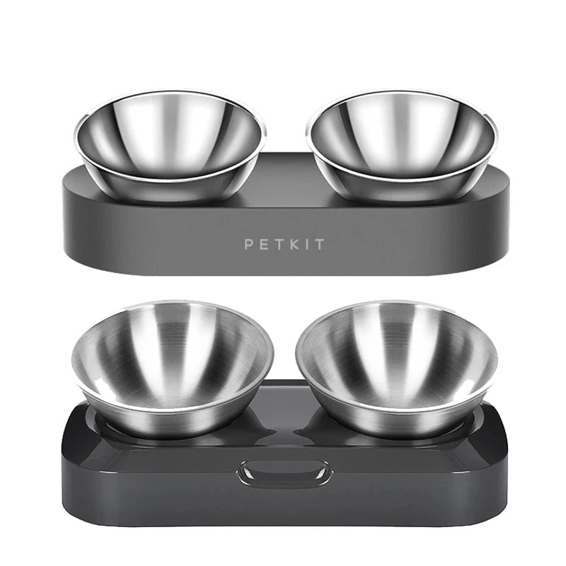 Gamelle chien double de couleur noir et gris surélevé pour les chiens. Image produit Boutiquechien
