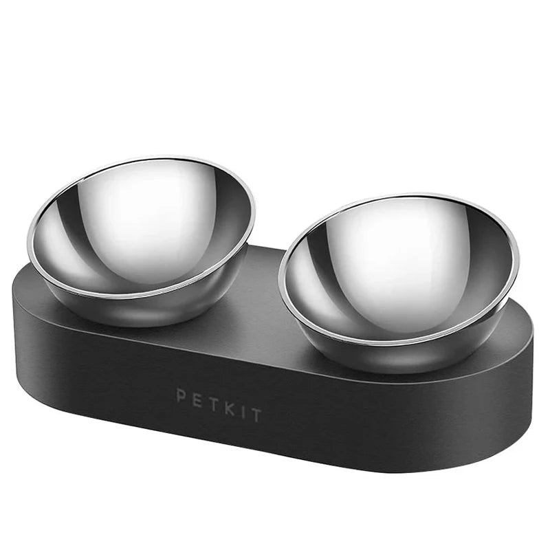 Gamelle chien double de couleur noir gris pour chien surélevé. Image produit Boutiquechien
