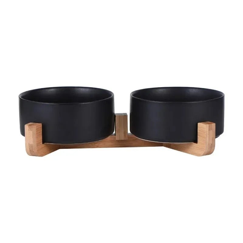 Gamelle pour chien double de couleur et bois. Image produit Boutiquechien