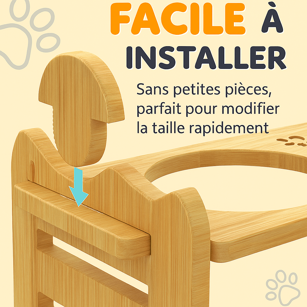 Gamelle en hauteur en bois pour grand chien