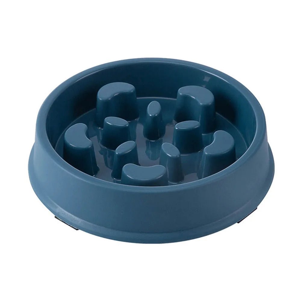 Gamelle pour chien anti-glouton de couleur bleu foncé en plastique anti- dérapant de boutiquechien