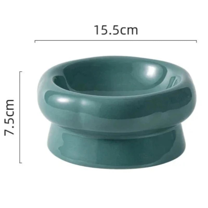 Gamelle pour chien de couleur verte foncé en céramique surélevé. image produit Boutiquechien