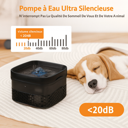 Gamelle d'eau pour chien silencieuse de couleur noir. Image produit Boutiquechien